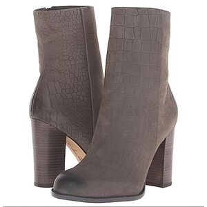 Sam Edelman Reyes Croc Embossed Heeled Ankle Boots US 10